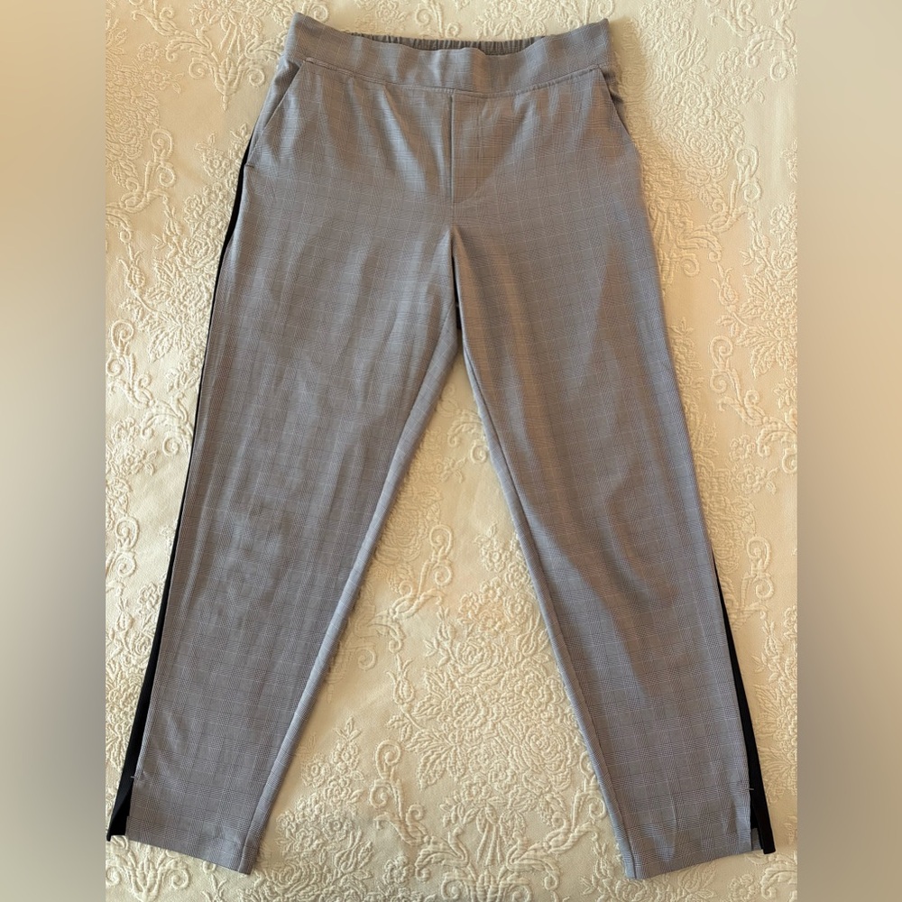 Gray Womens Pull-On Pants with Side Stripe